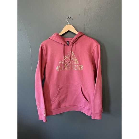 Adidas Womens Pink Pullover Hooded Graphic Sweatshirt Size Medium - Picture 1 of 3